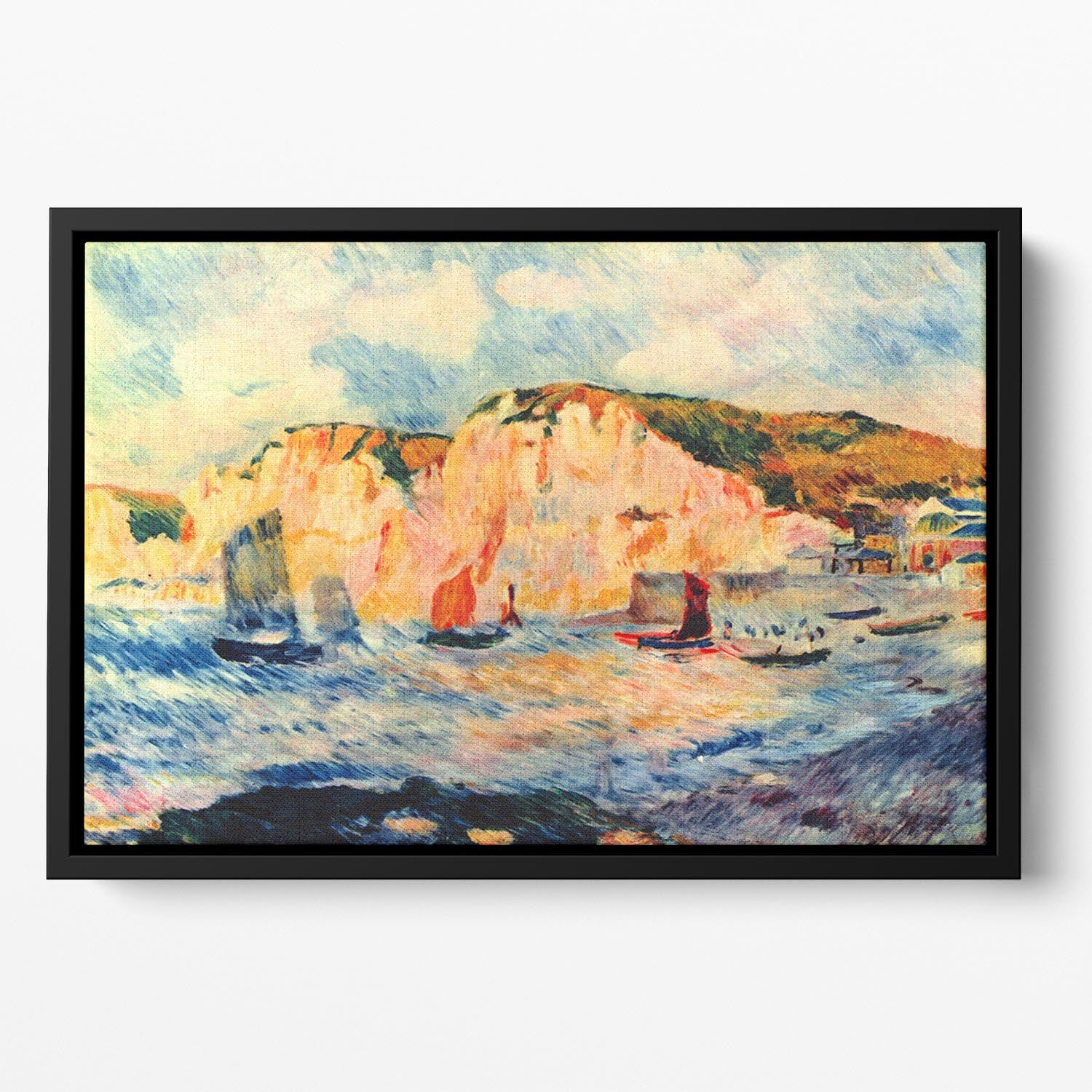 Sea and cliffs by Renoir Floating Framed Canvas