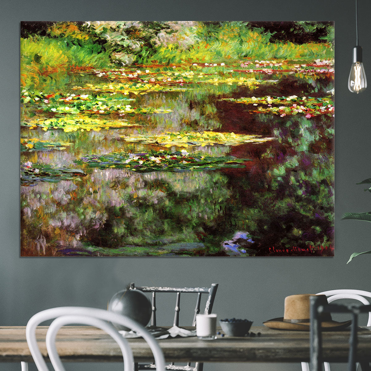 Sea rose pond by Monet Canvas Print or Poster - Canvas Art Rocks - 3
