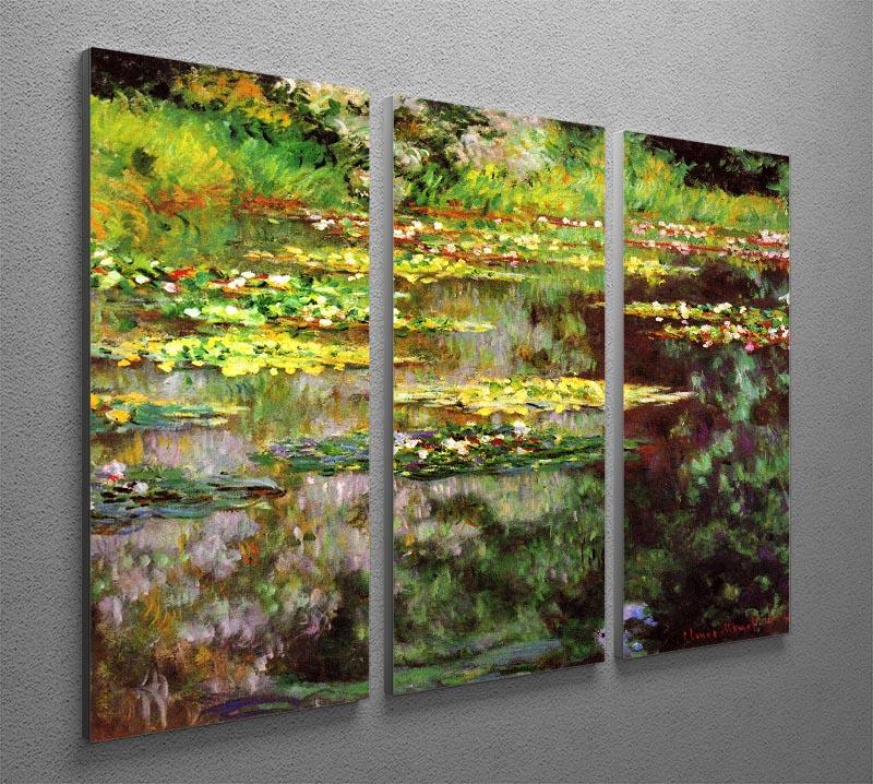 Sea rose pond by Monet Split Panel Canvas Print - Canvas Art Rocks - 4