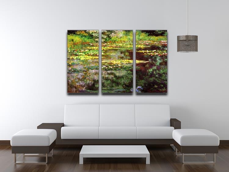 Sea rose pond by Monet Split Panel Canvas Print - Canvas Art Rocks - 4