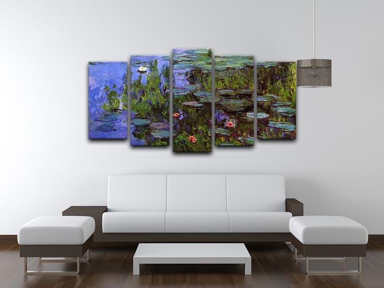 Sea roses by Monet 5 Split Panel Canvas - Canvas Art Rocks - 3