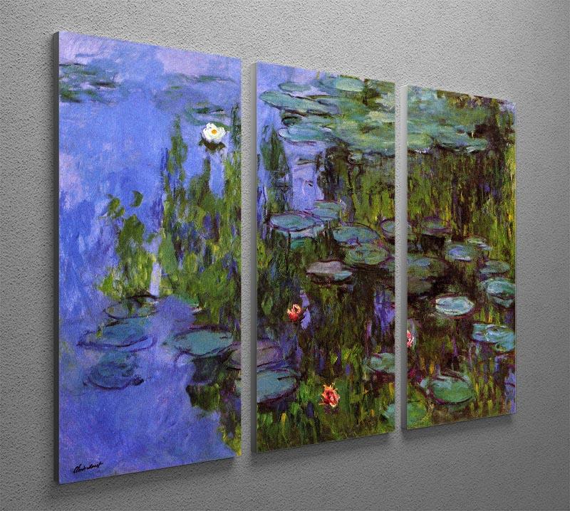 Sea roses by Monet Split Panel Canvas Print - Canvas Art Rocks - 4