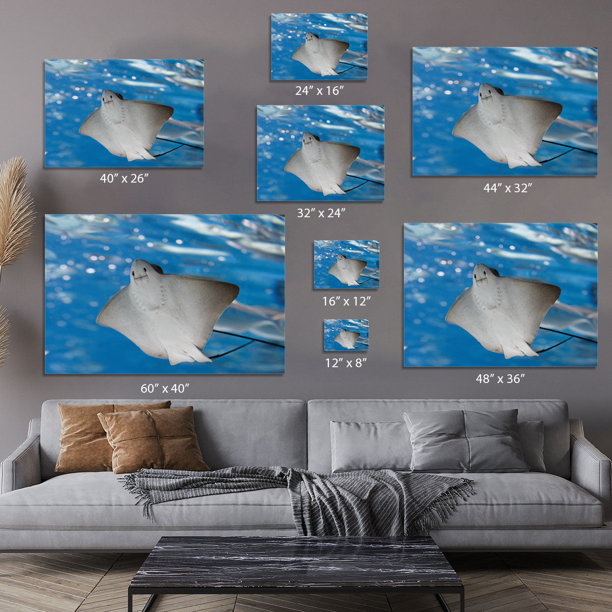 Sea stingray and marine life Canvas Print or Poster - Canvas Art Rocks - 7