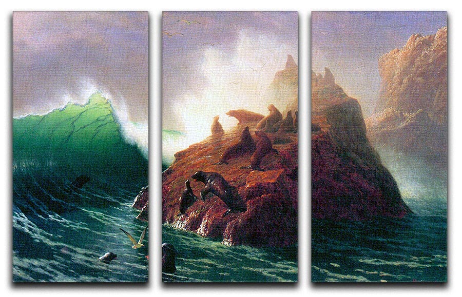 Seal Rock California by Bierstadt 3 Split Panel Canvas Print - Canvas Art Rocks - 1