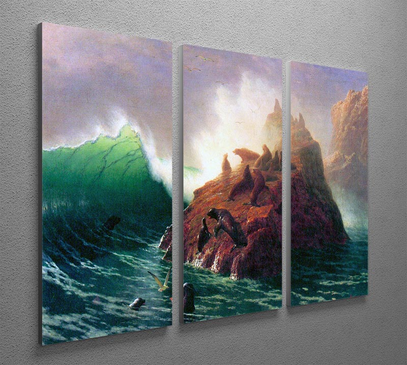 Seal Rock California by Bierstadt 3 Split Panel Canvas Print - Canvas Art Rocks - 2