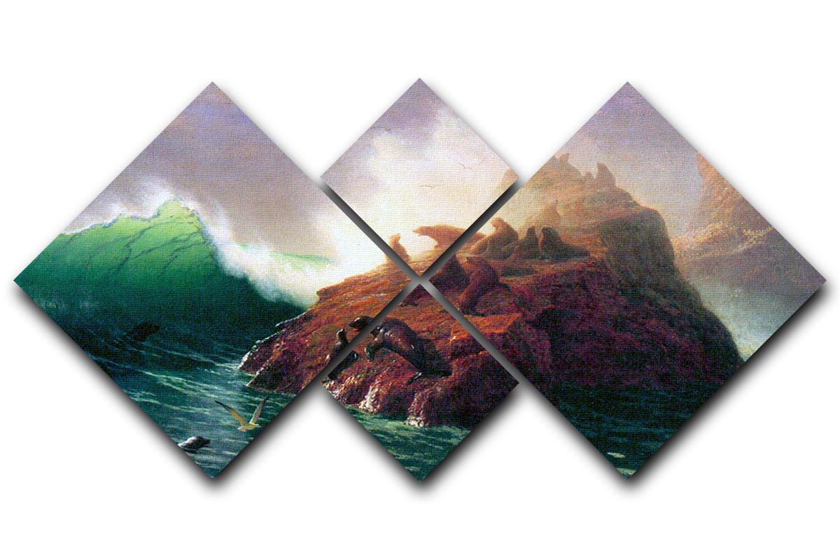Seal Rock California by Bierstadt 4 Square Multi Panel Canvas - Canvas Art Rocks - 1