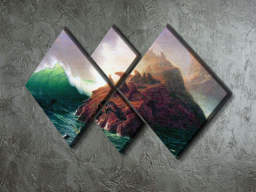 Seal Rock California by Bierstadt 4 Square Multi Panel Canvas - Canvas Art Rocks - 2