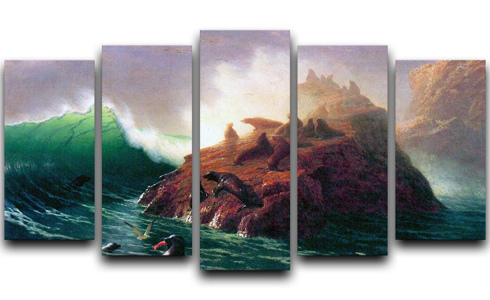 Seal Rock California by Bierstadt 5 Split Panel Canvas - Canvas Art Rocks - 1