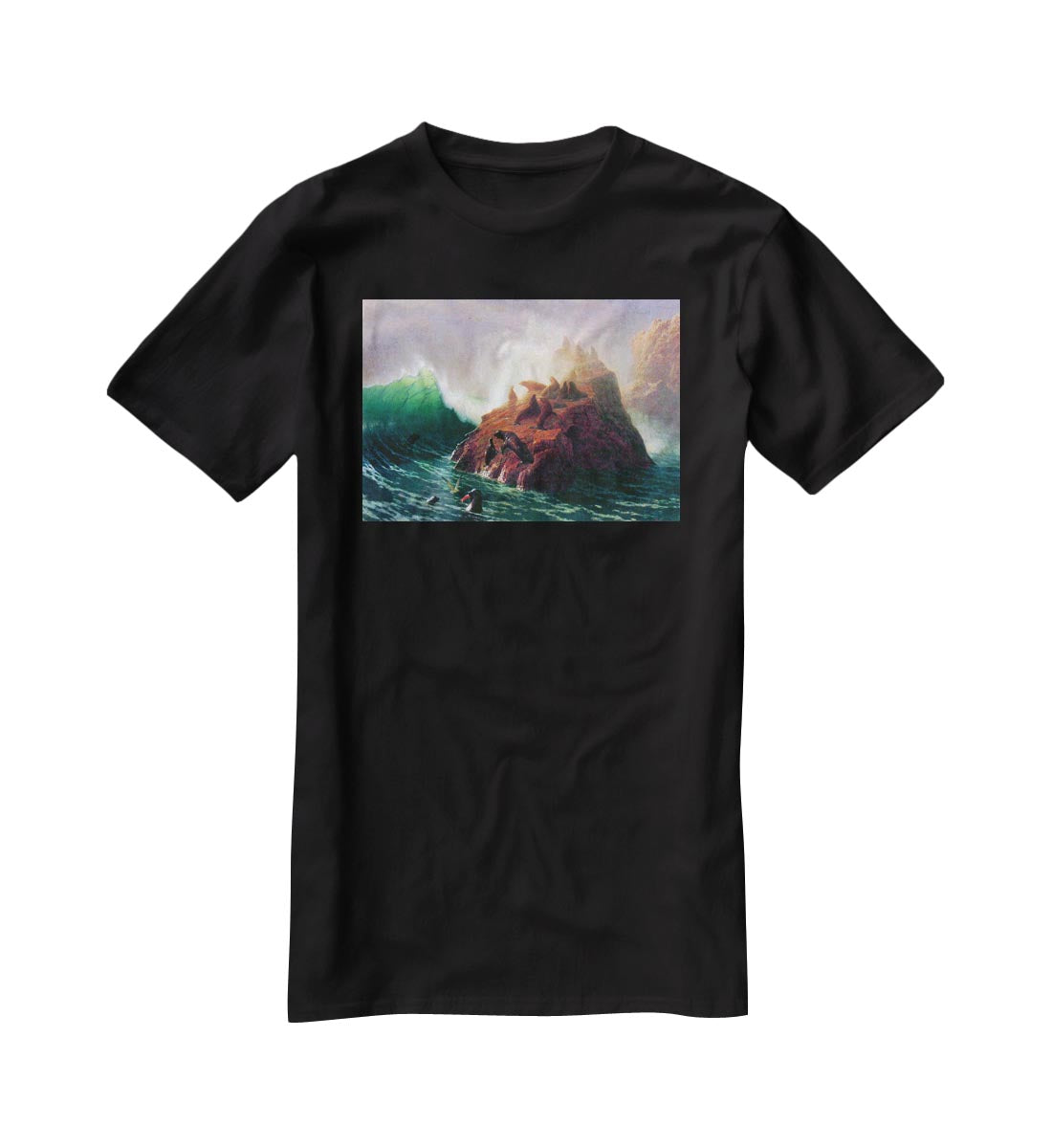 Seal Rock California by Bierstadt T-Shirt - Canvas Art Rocks - 1