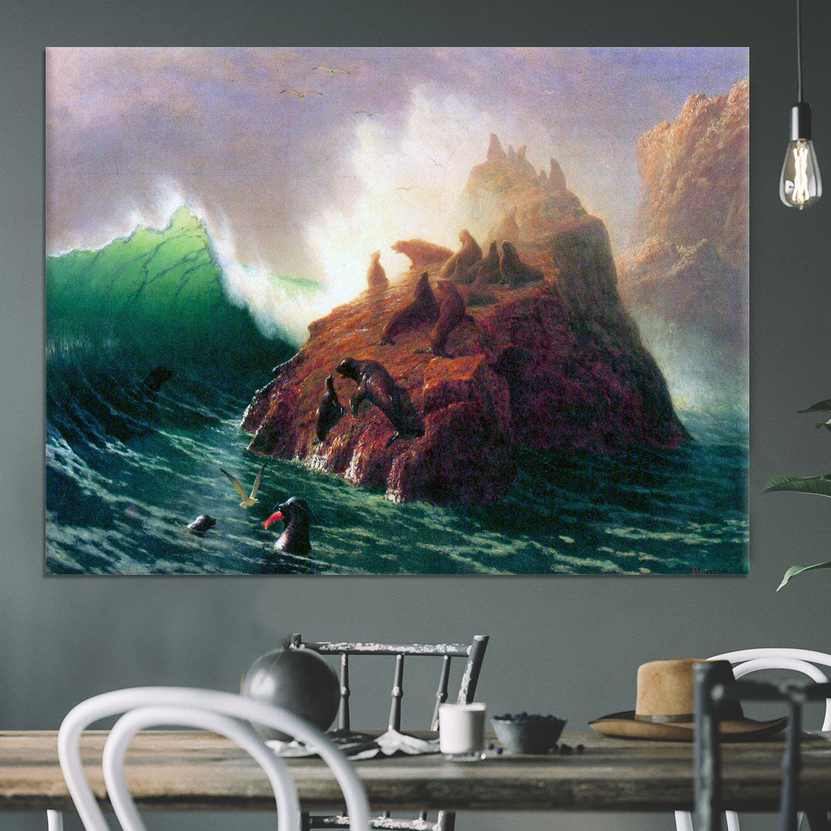 Seal Rock California by Bierstadt Canvas Print or Poster - Canvas Art Rocks - 3