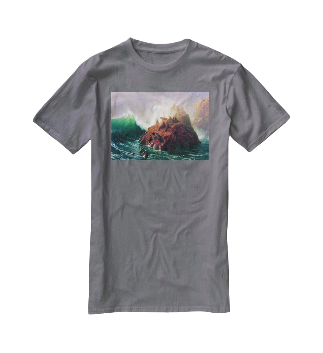 Seal Rock California by Bierstadt T-Shirt - Canvas Art Rocks - 3
