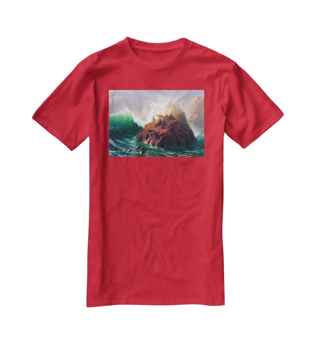 Seal Rock California by Bierstadt T-Shirt - Canvas Art Rocks - 4