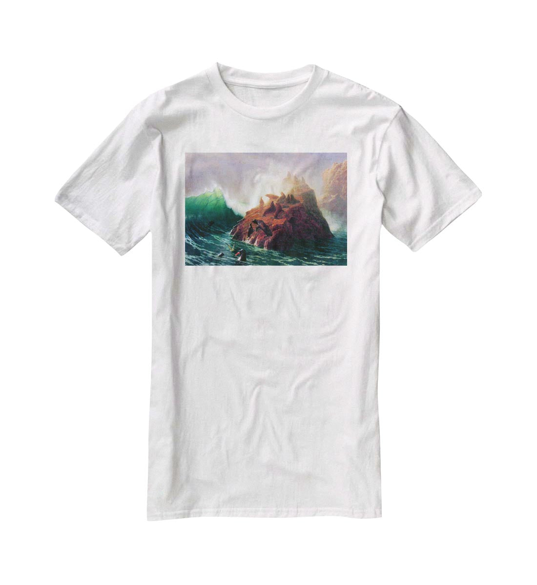 Seal Rock California by Bierstadt T-Shirt - Canvas Art Rocks - 5