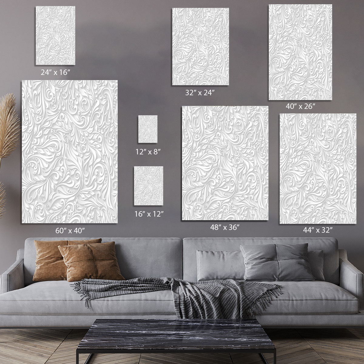 Seamless abstract white floral Canvas Print or Poster - Canvas Art Rocks - 7