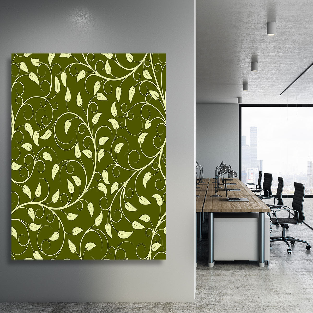 Seamless pattern from green plants Canvas Print or Poster - Canvas Art Rocks - 3
