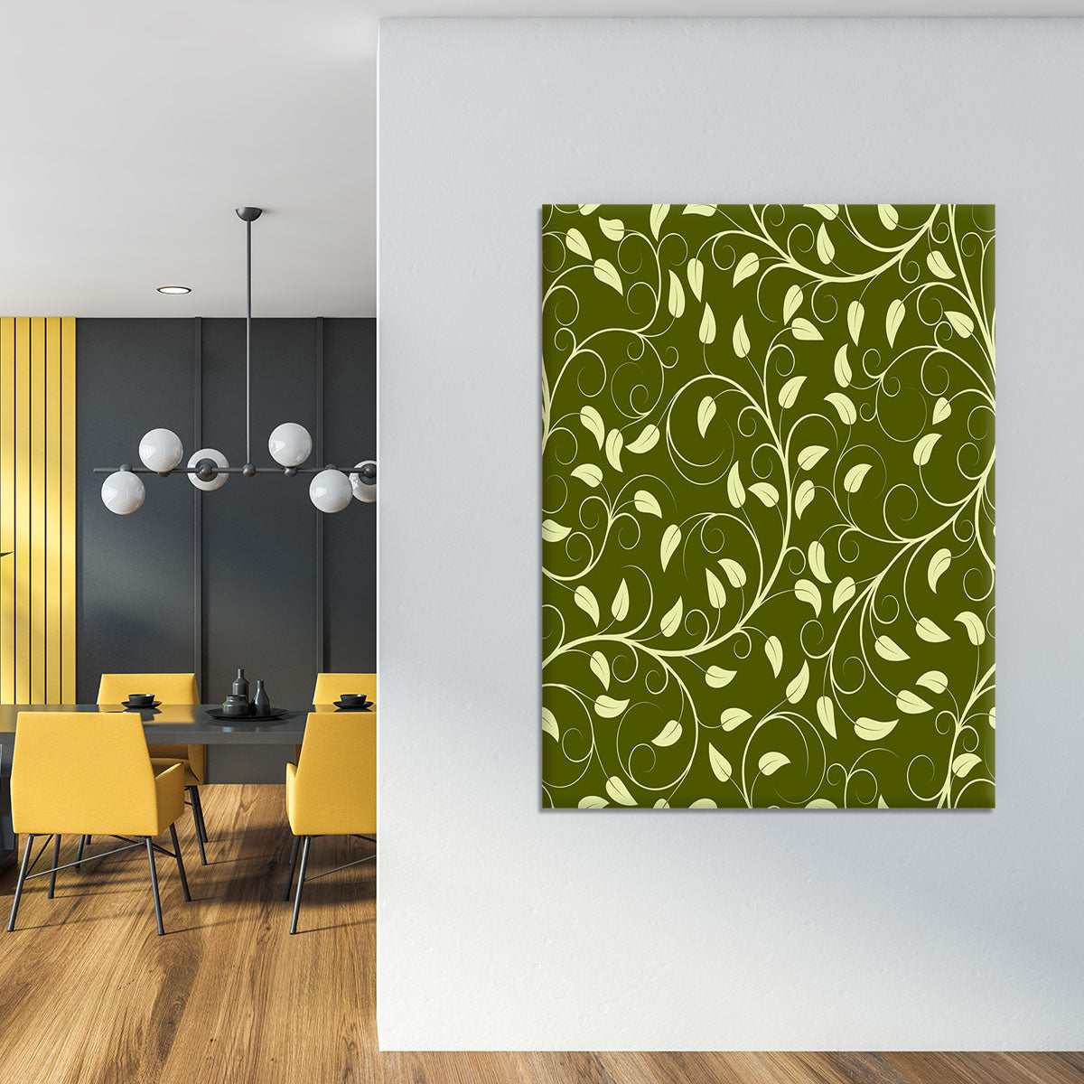 Seamless pattern from green plants Canvas Print or Poster - Canvas Art Rocks - 4