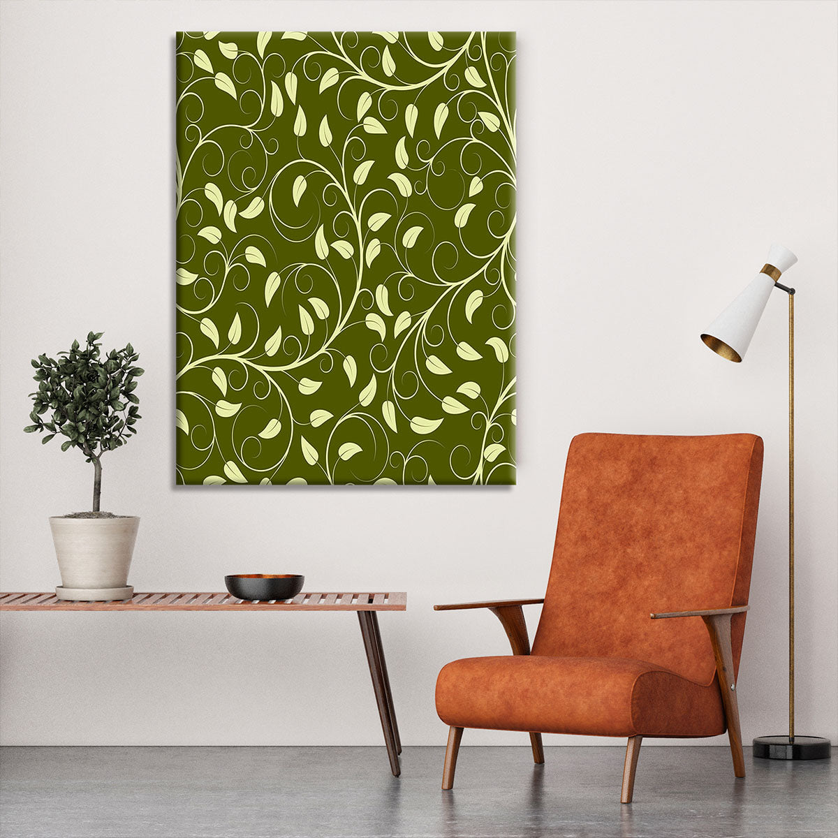 Seamless pattern from green plants Canvas Print or Poster - Canvas Art Rocks - 6
