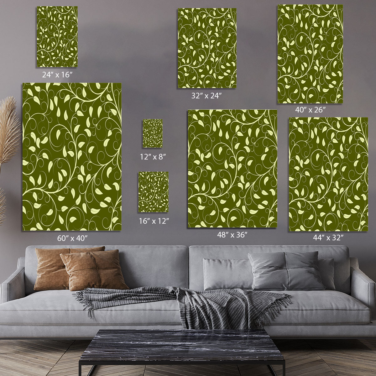 Seamless pattern from green plants Canvas Print or Poster - Canvas Art Rocks - 7