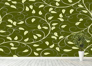 Seamless pattern from green plants Wall Mural Wallpaper - Canvas Art Rocks - 4
