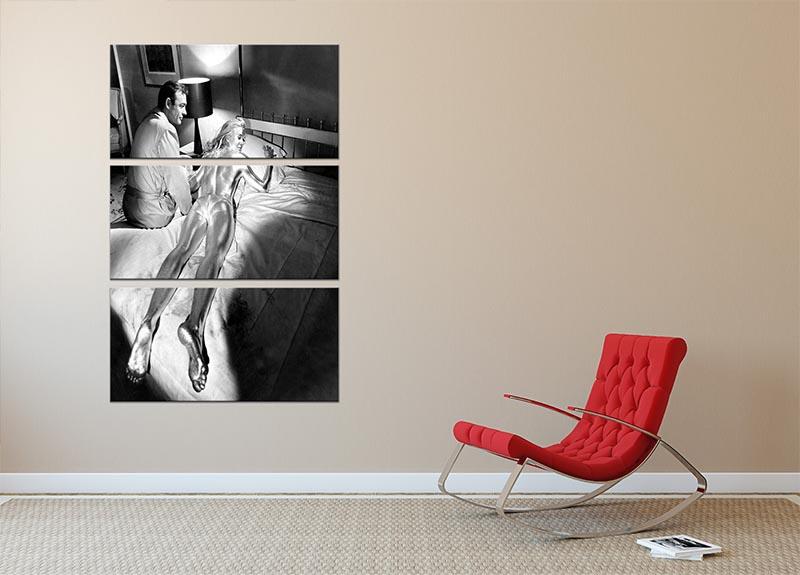 Sean Connery and Shirley Eaton in Goldfinger 3 Split Panel Canvas Print - Canvas Art Rocks - 2