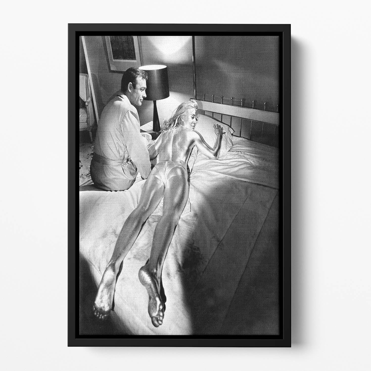 Sean Connery and Shirley Eaton in Goldfinger Floating Framed Canvas