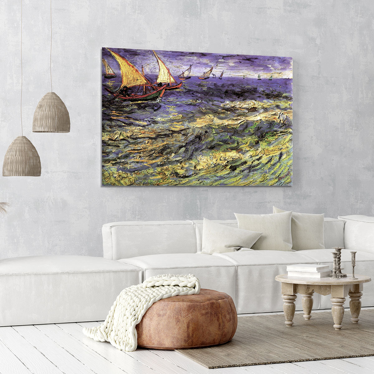 Seascape at Saintes-Maries by Van Gogh Canvas Print or Poster - Canvas Art Rocks - 6