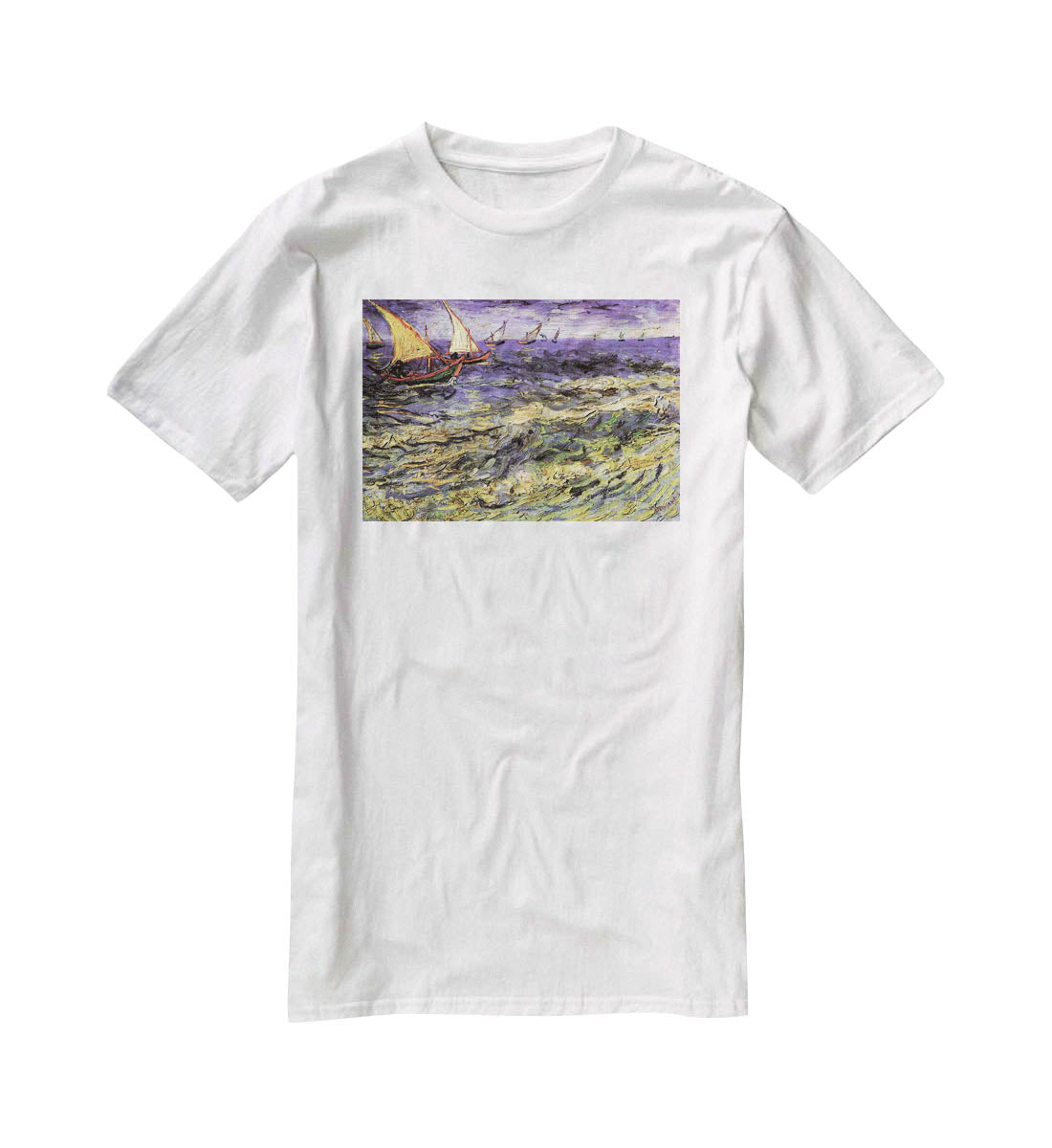 Seascape at Saintes-Maries by Van Gogh T-Shirt - Canvas Art Rocks - 5