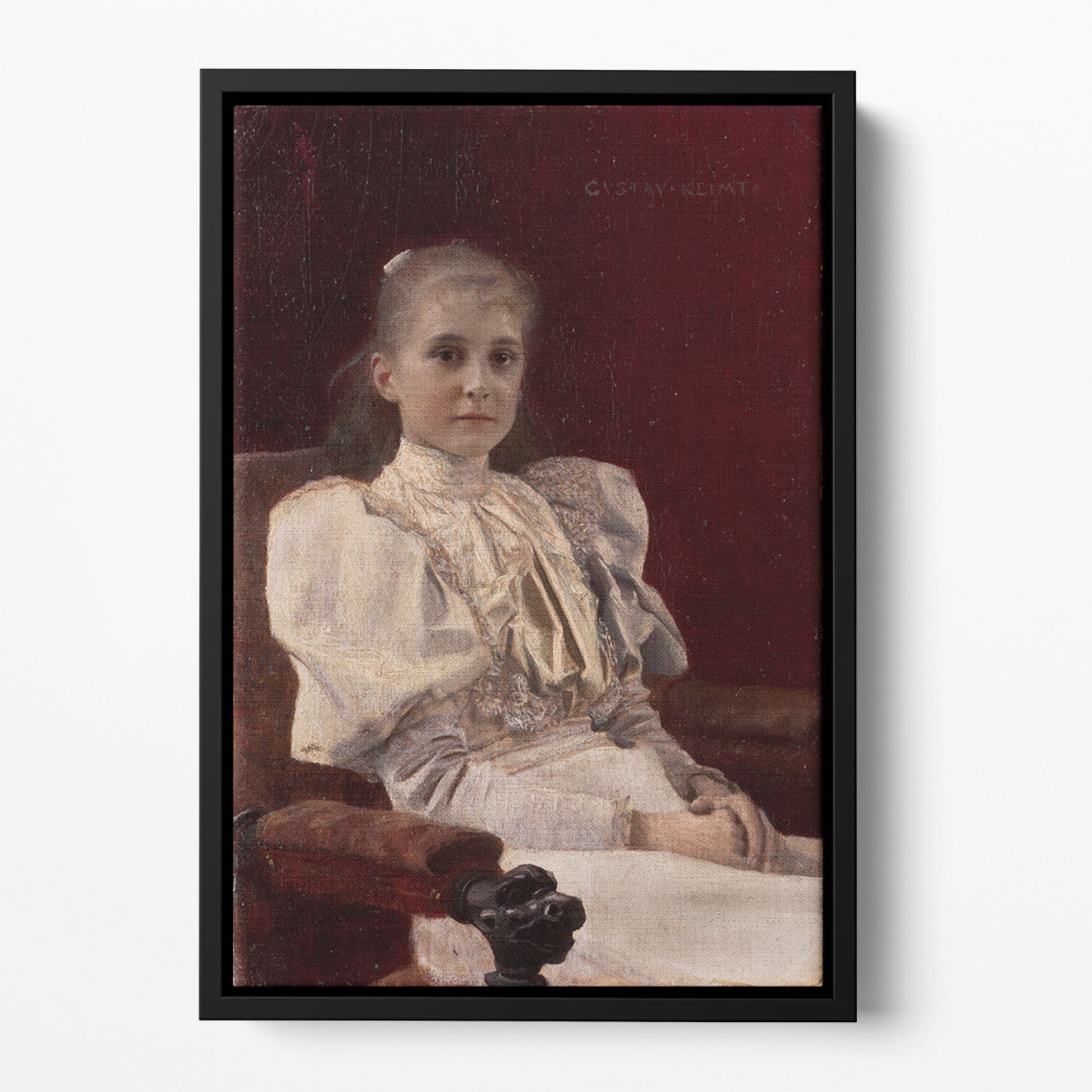 Seated Young Girl by Klimt Floating Framed Canvas