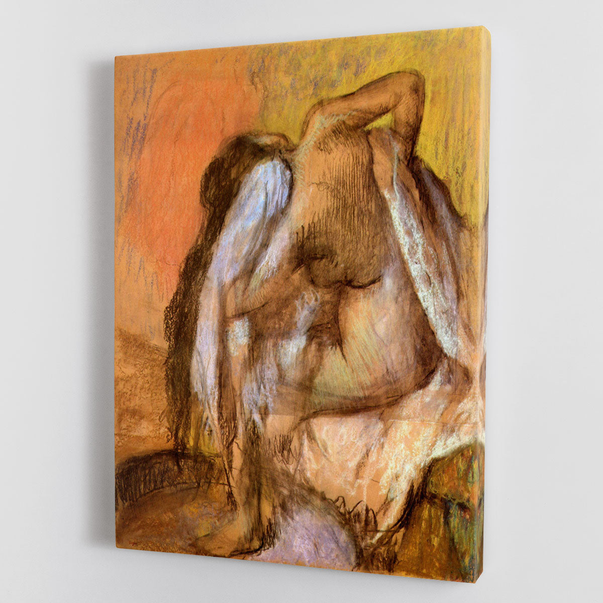 Seated female nude drying neck and back by Degas Canvas Print or Poster - Canvas Art Rocks - 1