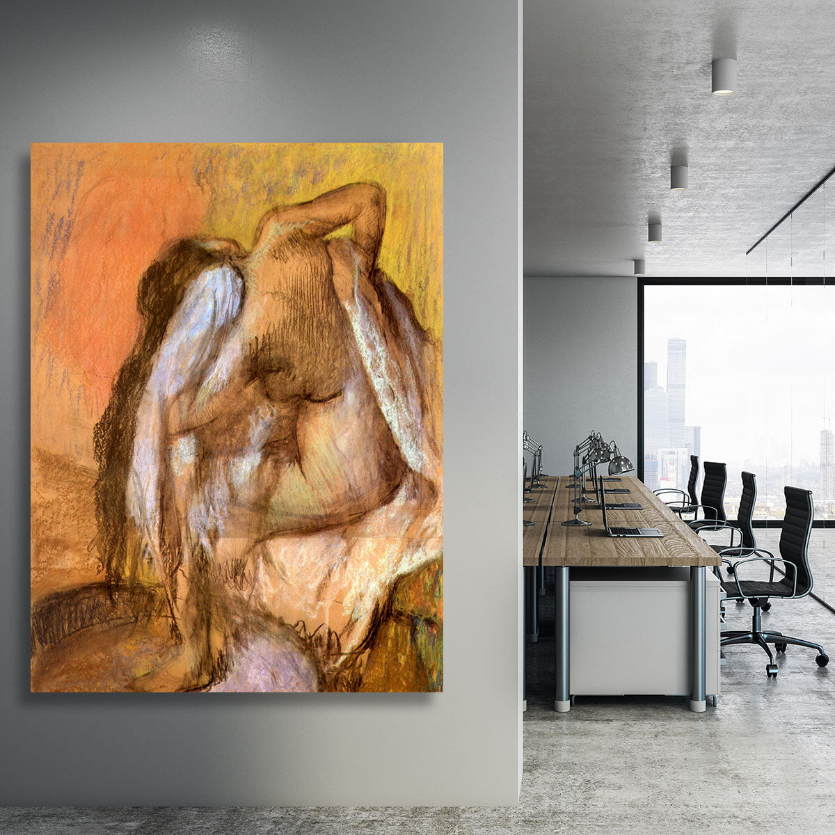 Seated female nude drying neck and back by Degas Canvas Print or Poster - Canvas Art Rocks - 3