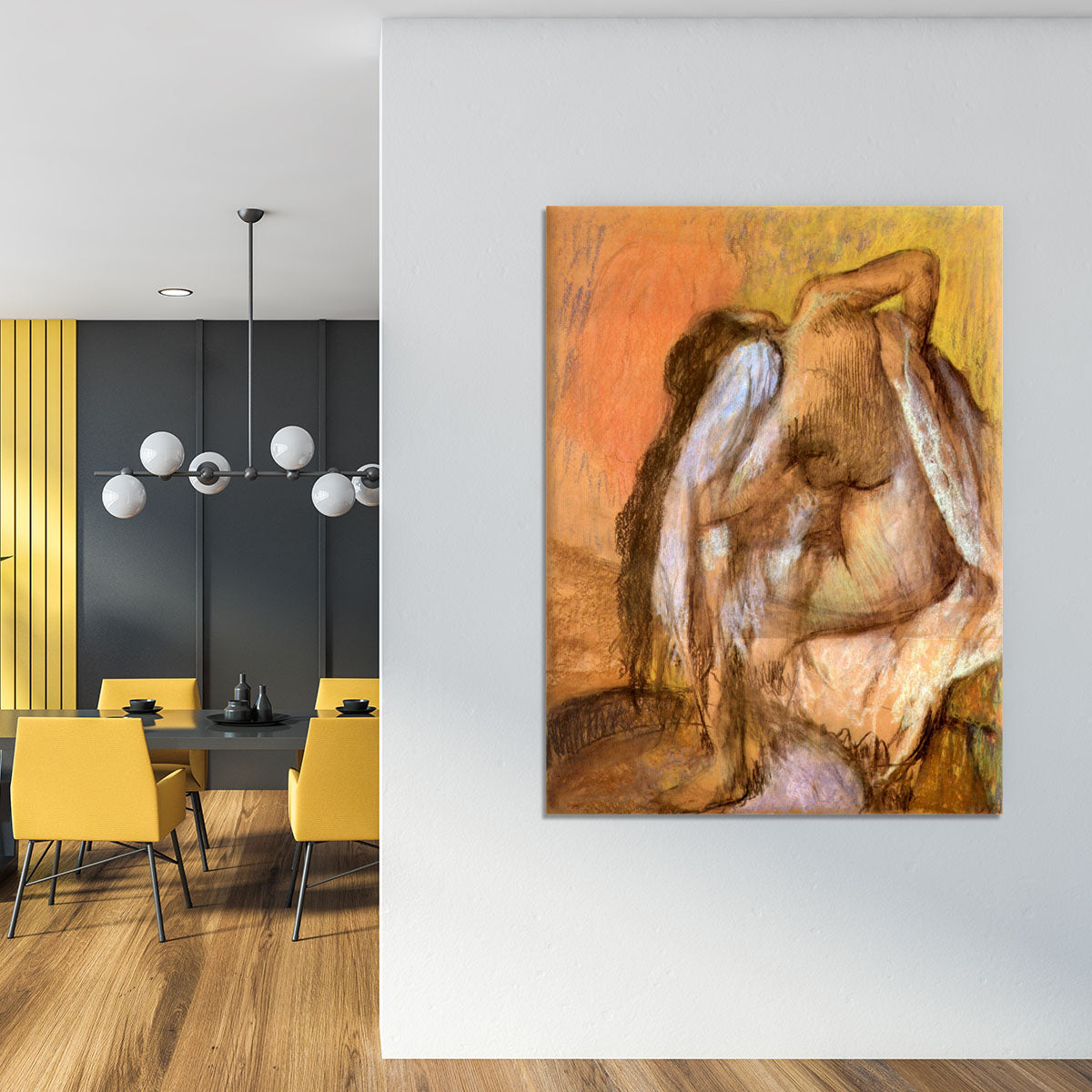 Seated female nude drying neck and back by Degas Canvas Print or Poster - Canvas Art Rocks - 4