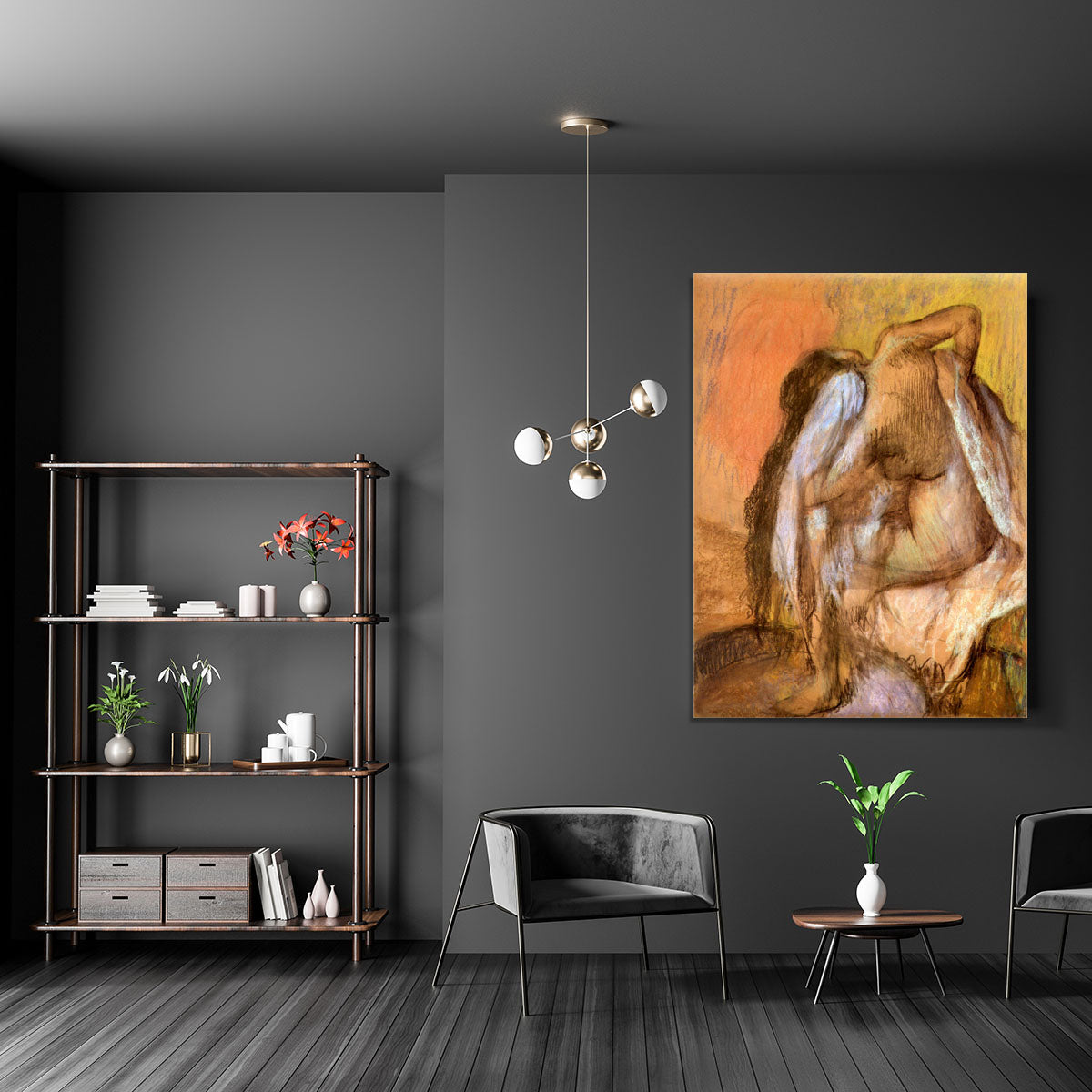 Seated female nude drying neck and back by Degas Canvas Print or Poster - Canvas Art Rocks - 5