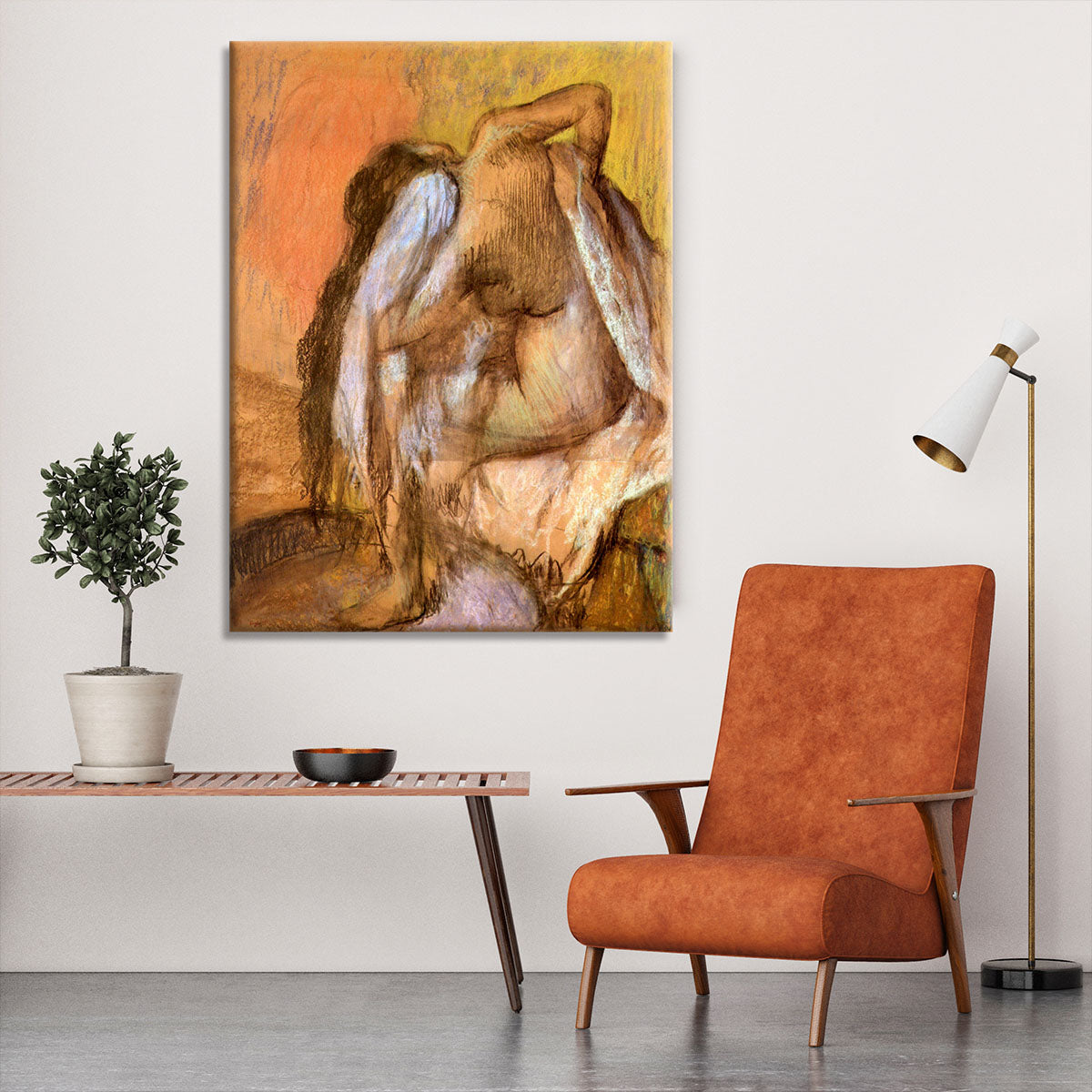 Seated female nude drying neck and back by Degas Canvas Print or Poster - Canvas Art Rocks - 6