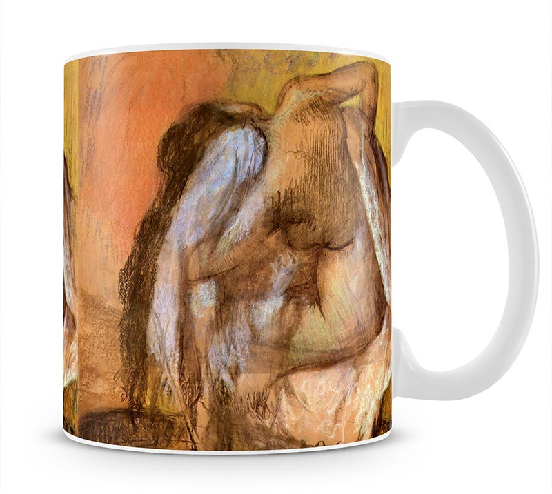 Seated female nude drying neck and back by Degas Mug - Canvas Art Rocks - 1