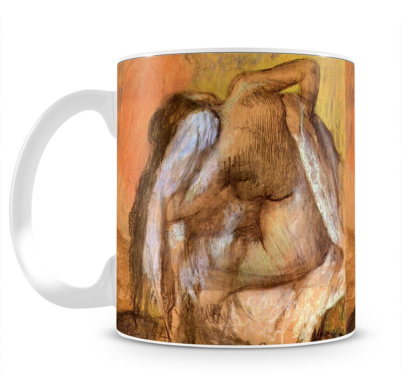 Seated female nude drying neck and back by Degas Mug - Canvas Art Rocks - 1