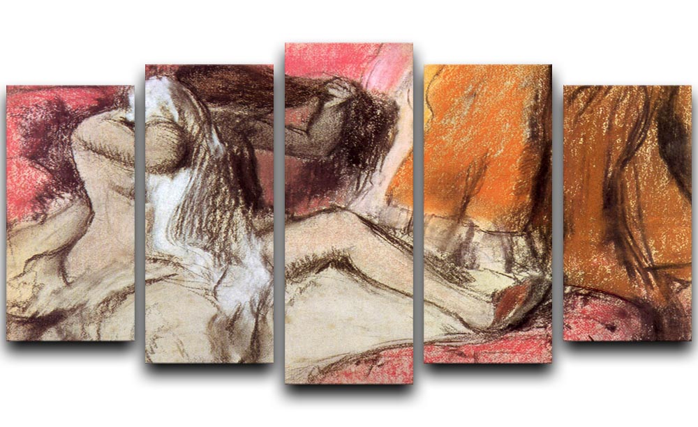 Seated female nude on a chaise lounge by Degas 5 Split Panel Canvas - Canvas Art Rocks - 1