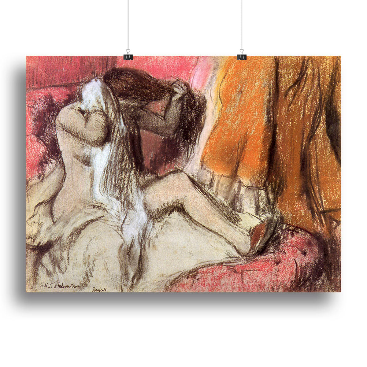Seated female nude on a chaise lounge by Degas Canvas Print or Poster - Canvas Art Rocks - 2