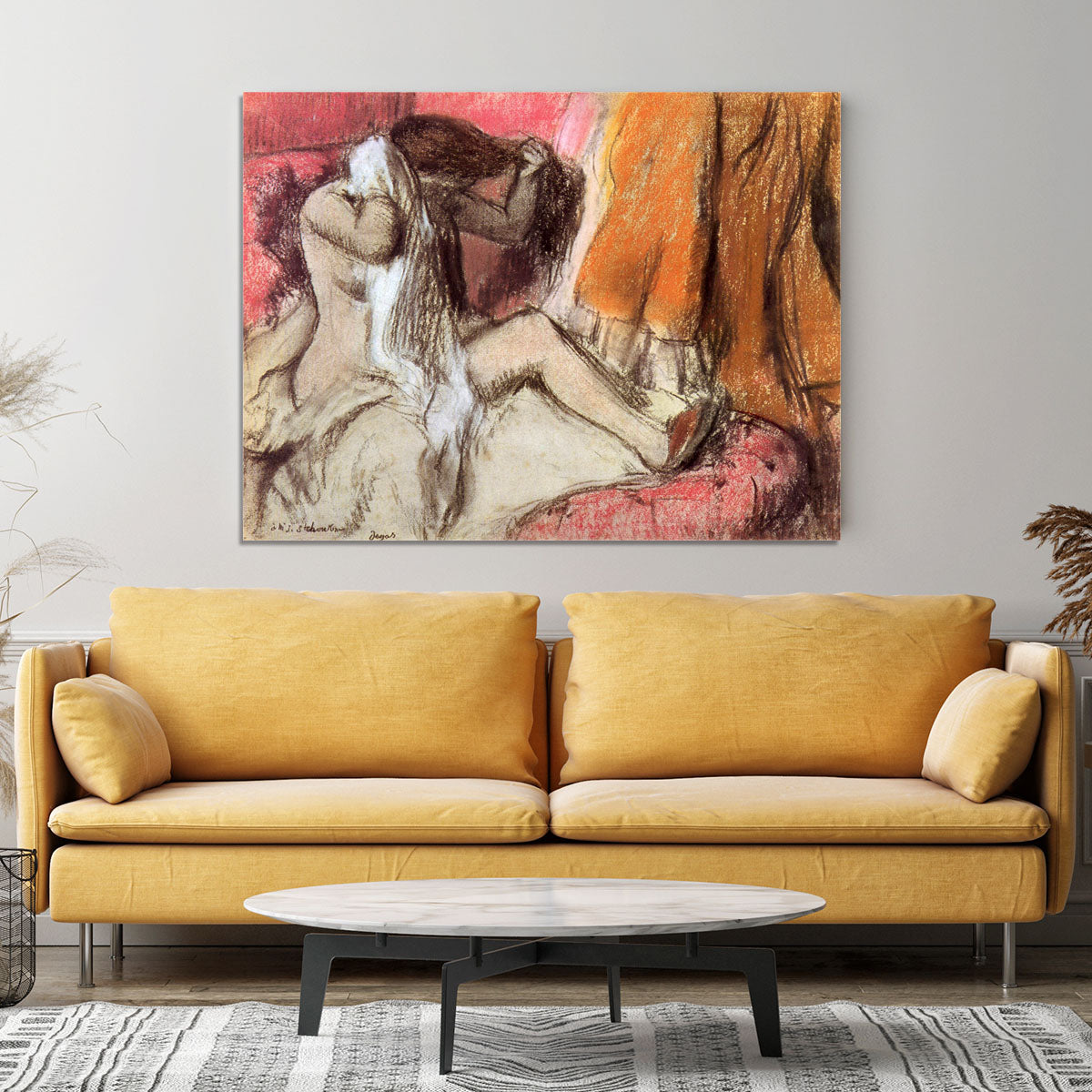 Seated female nude on a chaise lounge by Degas Canvas Print or Poster - Canvas Art Rocks - 4