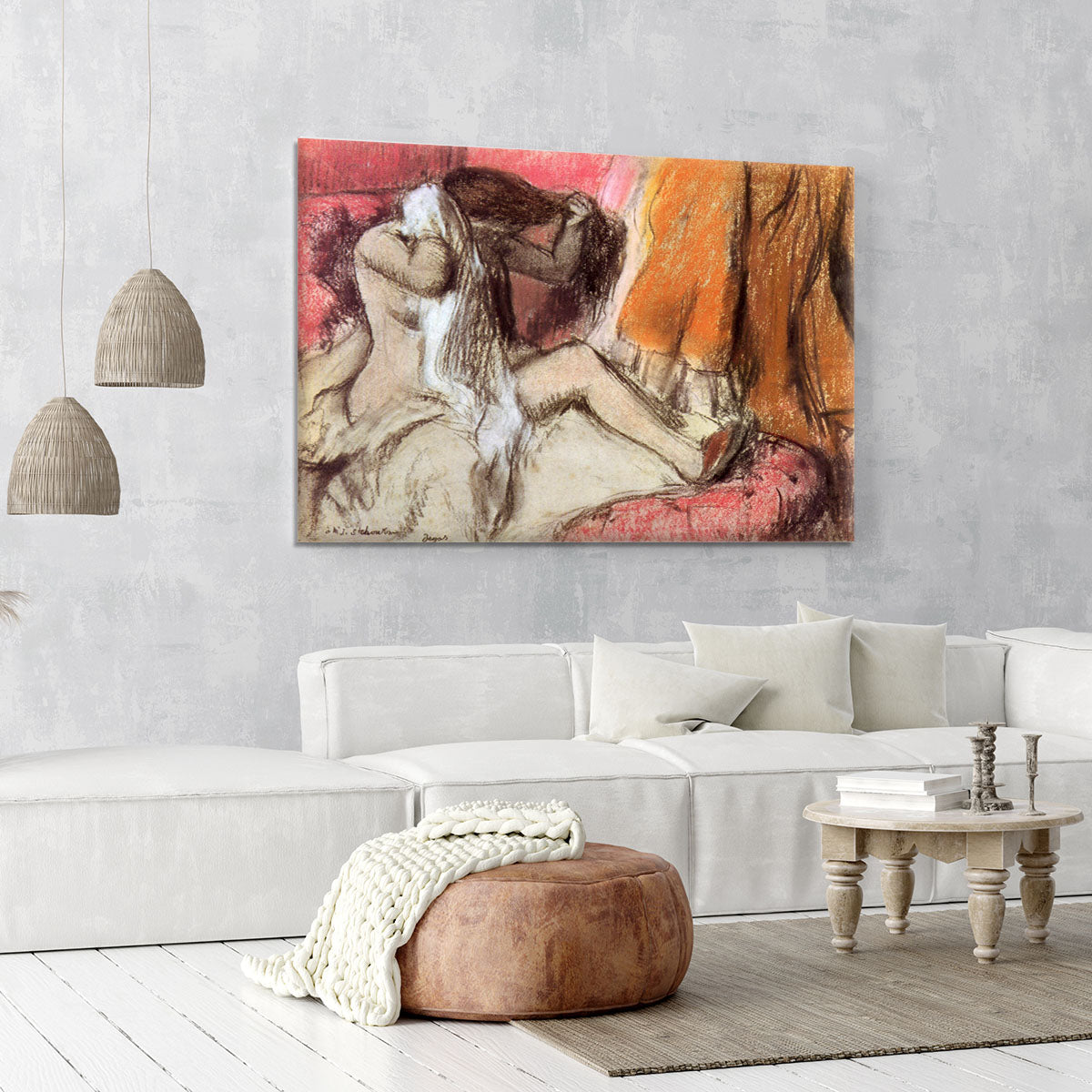 Seated female nude on a chaise lounge by Degas Canvas Print or Poster - Canvas Art Rocks - 6