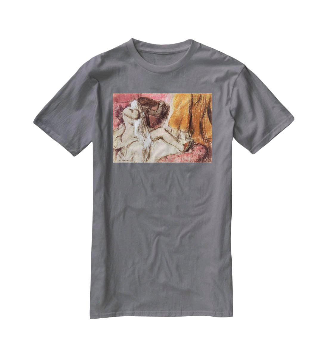 Seated female nude on a chaise lounge by Degas T-Shirt - Canvas Art Rocks - 3