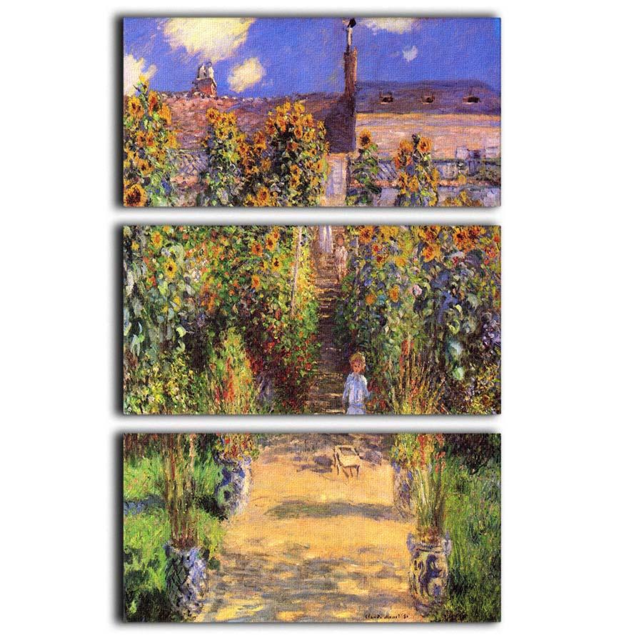 Seine bank at Vetheuil by Monet 3 Split Panel Canvas Print - Canvas Art Rocks - 1