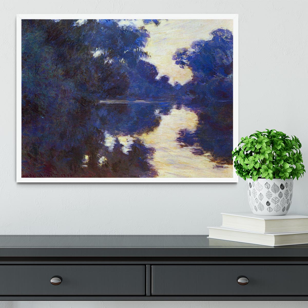 Seine in Morning 2 by Monet Framed Print - Canvas Art Rocks -6