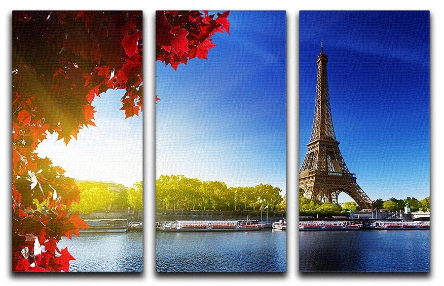 Seine in Paris with Eiffel tower 3 Split Panel Canvas Print - Canvas Art Rocks - 1