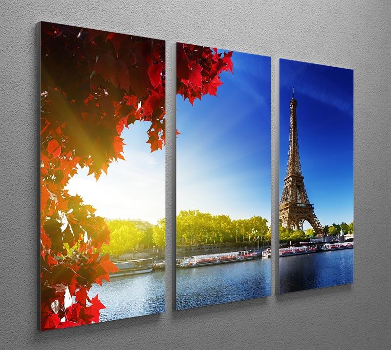 Seine in Paris with Eiffel tower 3 Split Panel Canvas Print - Canvas Art Rocks - 2