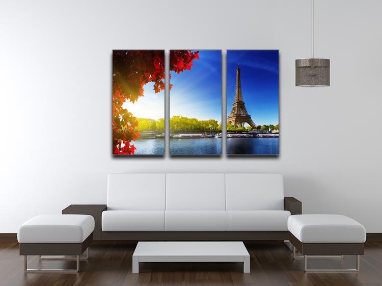 Seine in Paris with Eiffel tower 3 Split Panel Canvas Print - Canvas Art Rocks - 3