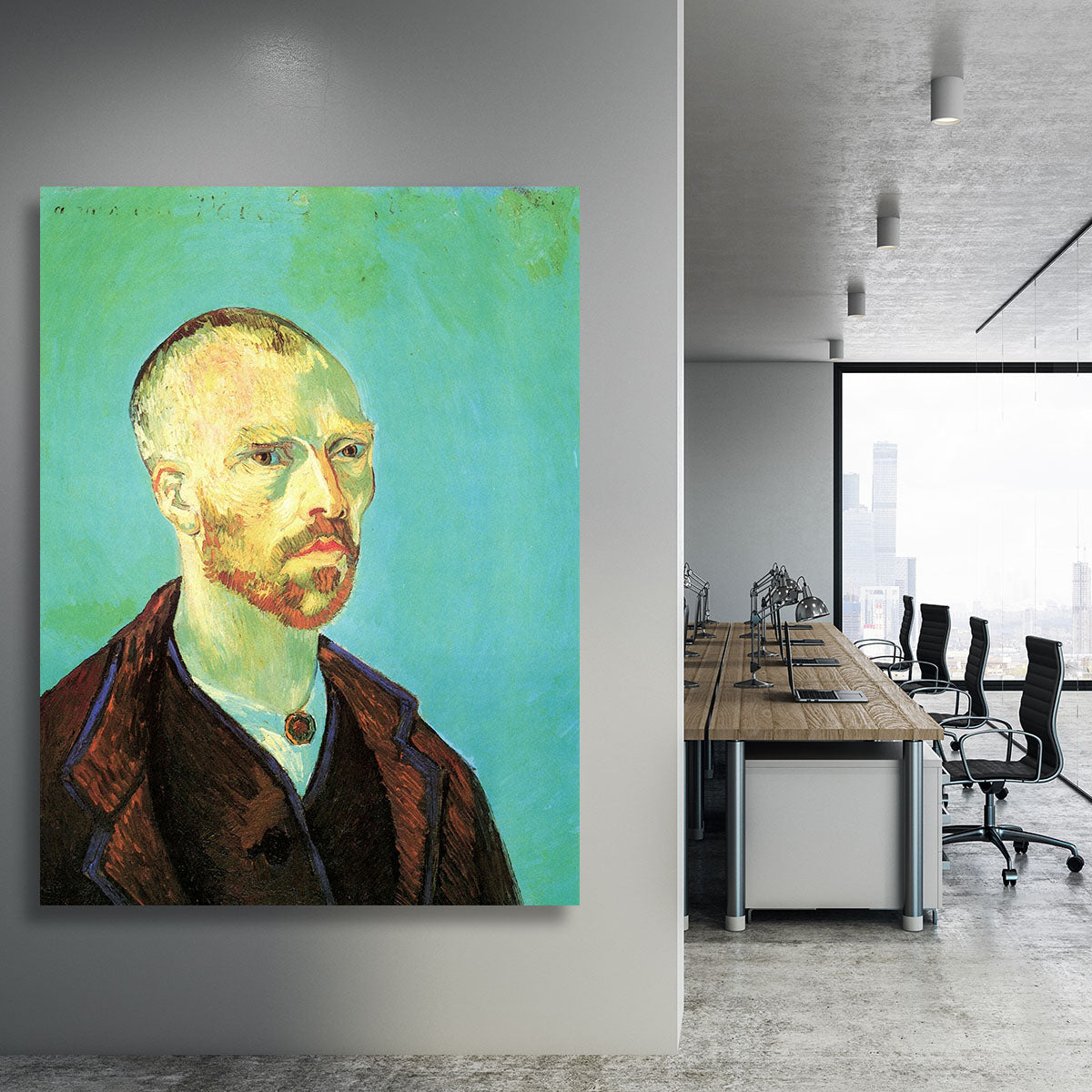 Self-Portrait Dedicated to Paul Gauguin by Van Gogh Canvas Print or Poster - Canvas Art Rocks - 3