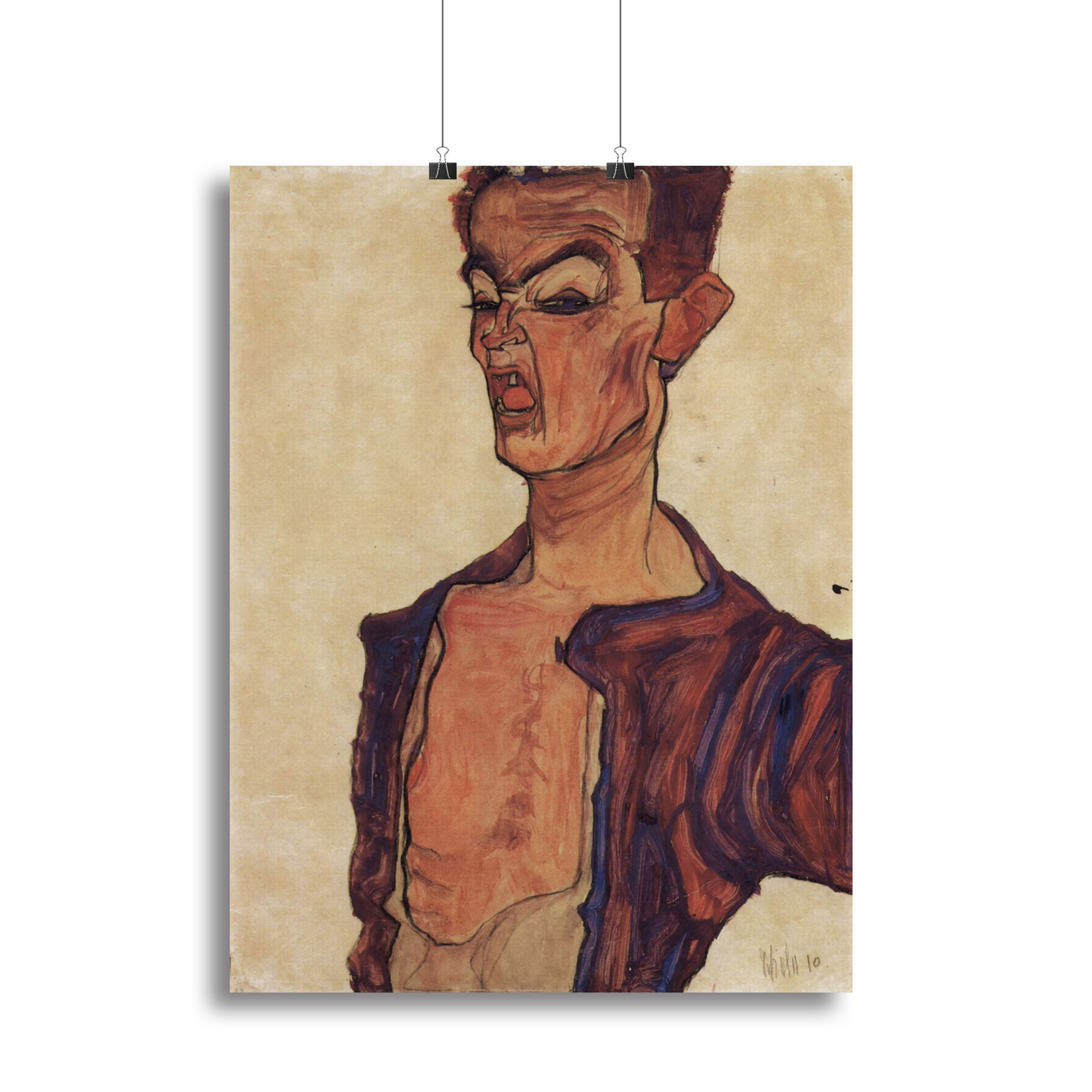 Self-Portrait a grimace scissoring by Egon Schiele Canvas Print or Poster - Canvas Art Rocks - 2