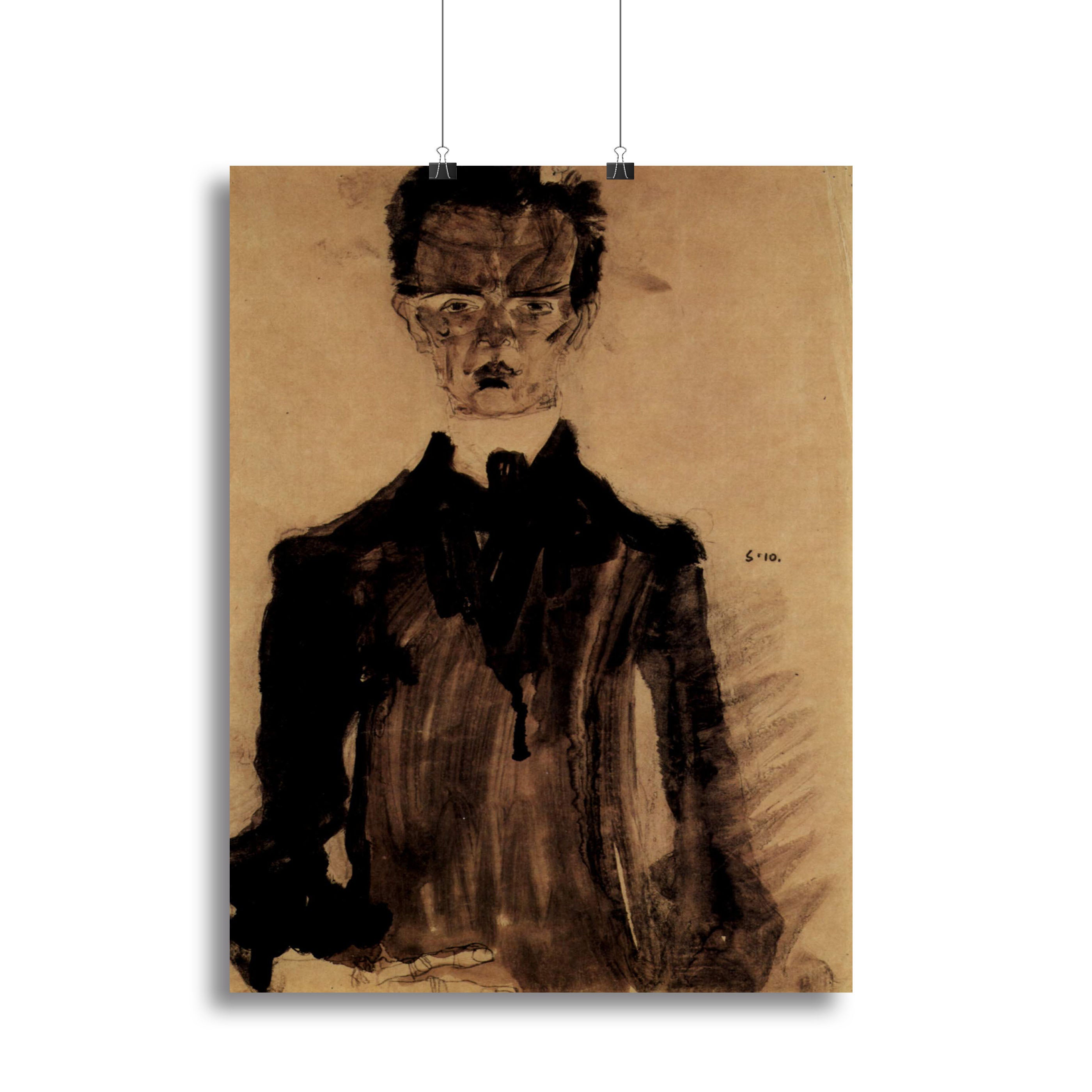 Self-Portrait in a black robe by Egon Schiele Canvas Print or Poster - Canvas Art Rocks - 2