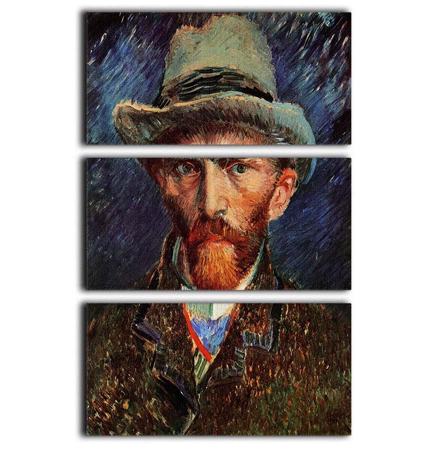 Self-Portrait with Grey Felt Hat by Van Gogh 3 Split Panel Canvas Print - Canvas Art Rocks - 1