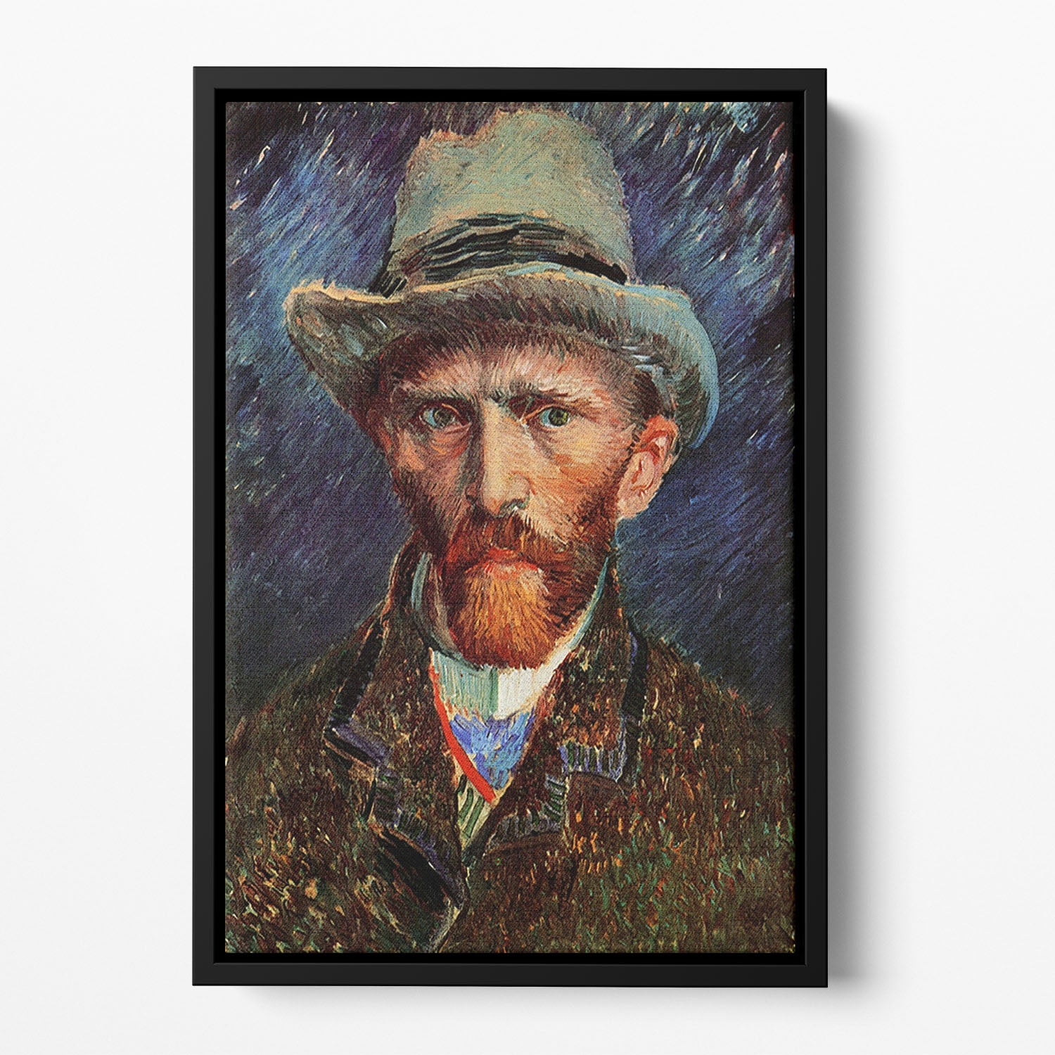 Self-Portrait with Grey Felt Hat by Van Gogh Floating Framed Canvas